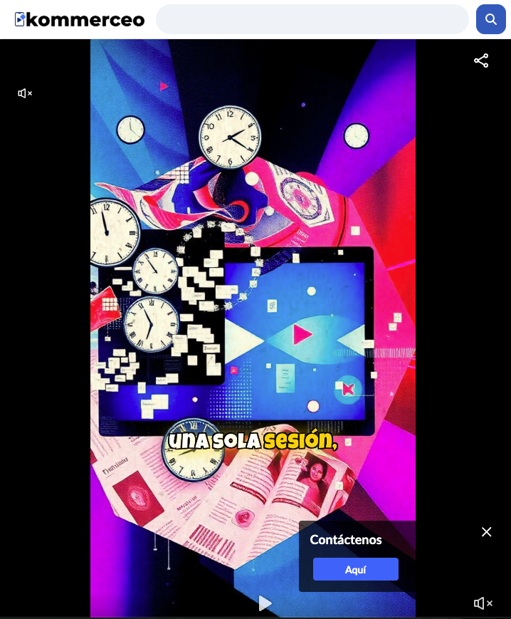 Interfaz de catálogo en video de Kommerceo